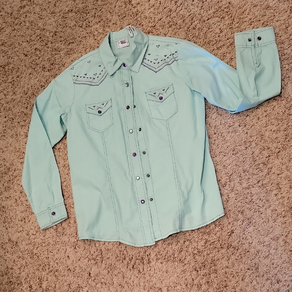 Cruel Girl Light Green Embroidered Kids Shirt